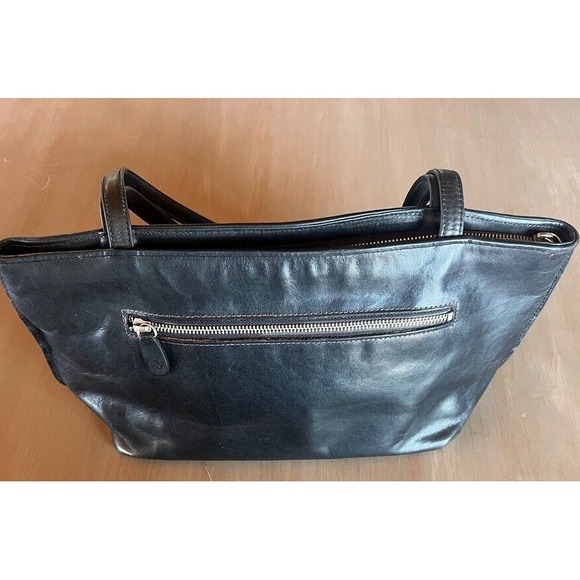 Vintage Original Monsac MW Black Leather Handbag Elegant Timeless Purse Tote - Picture 10 of 16